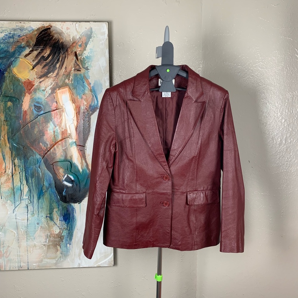 Vintage Wine Bagatelle Leather Designer Jacket